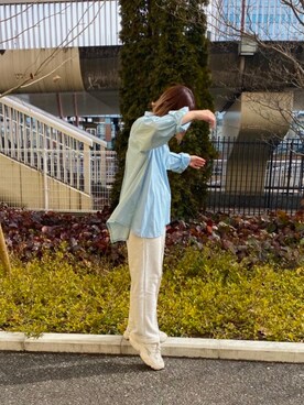 「AS KNOW AS plus（アズノゥアズプラス）のアイテム（スウェットパンツ）」を使った、くろだまやさん（レディース・157cm）の春コーディネート