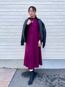「UNIQLO（ユニクロ）のアイテム（MA-1）」を使った、tomokoさん（レディース・158cm）の冬コーディネート