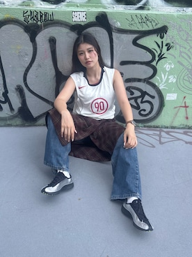 「NIKE（ナイキ）のナイキ エア スーパーフライ ウィメンズシューズ / Nike Air Superfly Women's Shoes IB5824-001 Metallic Silver（スニーカー、シルバー系）」を使った、NikeShibuya Scrambleさん（レディース・161cm）の夏コーディネート