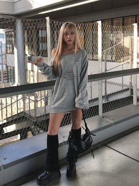 「アイテム（レッグウォーマー）」を使った、lilfulさん（レディース・160cm）の冬コーディネート