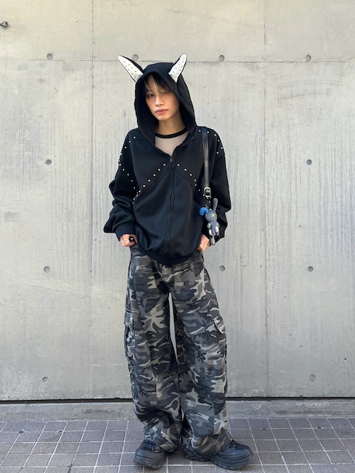 lilful ジーンズ 「26年春夏新作」迷彩柄ミリタリーワイドバギーデニム