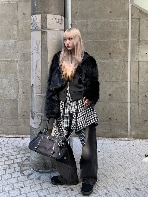 セール】Y2K スタッズ付き ダブルジップパーカー フィンガーホール付き