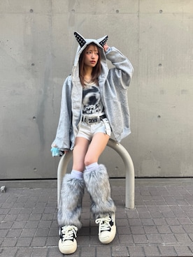 「アイテム（レッグウォーマー）」を使った、lilfulさん（レディース・155cm）の冬コーディネート