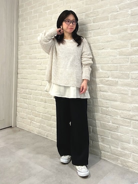 「アイテム（スラックス）」を使った、あべちゃんさん（レディース・145cm）の冬コーディネート