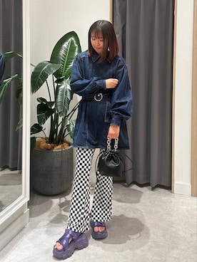 「デニムワンピース」｜mayaさん（レディース・153cm）の春コーディネート
