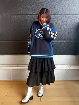 「アイテム（ブーツ、シルバー系）」を使った、mayaさん（レディース・153cm）の秋コーディネート