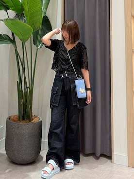 「ORiental TRaffic（オリエンタルトラフィック）のアイテム（ショルダーバッグ）」を使った、mayaさん（レディース・153cm）の夏コーディネート