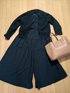 「黒コーデ」｜「アイテム（トートバッグ）」を使った、ぴろぴろさん（レディース・158cm）の秋コーディネート