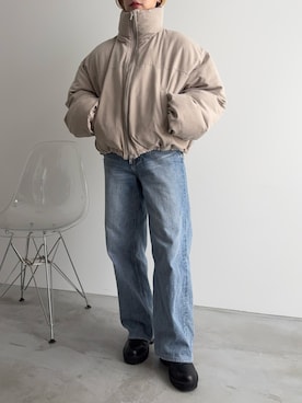 「アイテム（ダウンジャケット/コート、ベージュ系）」を使った、sawaさん（レディース・149cm）の冬コーディネート