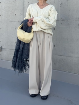 「アイテム（スラックス）」を使った、sawaさん（レディース・149cm）の冬コーディネート