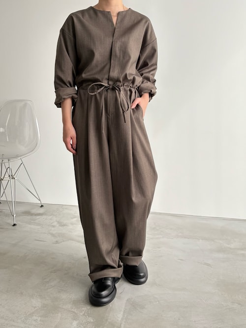 セール】ノーカラージャンプスーツ（つなぎ/オールインワン