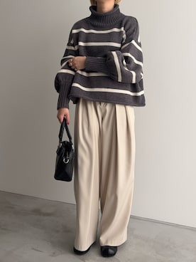 「アイテム（スラックス）」を使った、sawaさん（レディース・149cm）の秋コーディネート