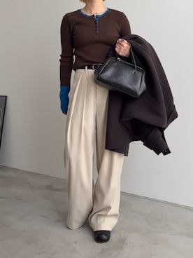 「アイテム（スラックス）」を使った、sawaさん（レディース・149cm）の冬コーディネート