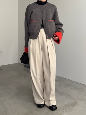 「アイテム（スラックス）」を使った、sawaさん（レディース・149cm）の冬コーディネート