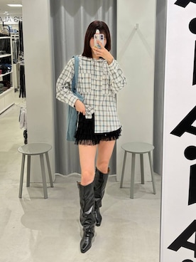 「3.3 Field Trip （3.3フィールドトリップ）の3.3 Field Trip／フリルレースショートパンツ(インパン付)（その他パンツ、ブラック系）」を使った、かなこさんの春コーディネート
