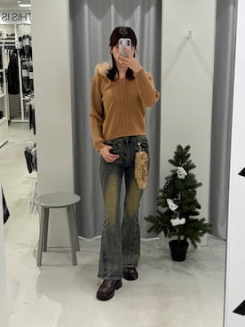 「アイテム（財布/小物、ベージュ系）」を使った、かなこさん（レディース・170cm）の冬コーディネート