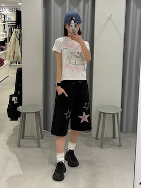 「アイテム（帽子）」を使った、かなこさん（レディース・170cm）の春コーディネート