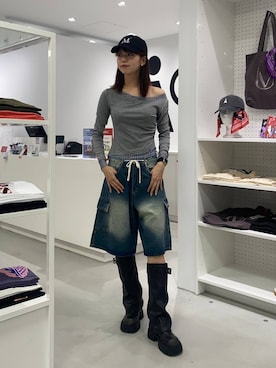 「アイテム（キャップ）」を使った、かなこさん（レディース・170cm）の夏コーディネート