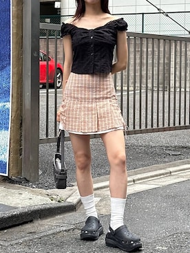 「BITTER CELLS（ビターセルズ）のアイテム」を使った、かなこさん（レディース・170cm）の夏コーディネート