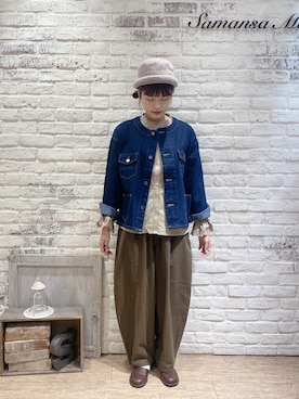 「秋先取りコーデ」｜「アイテム（デニムジャケット）」を使った、マユさん（レディース・162cm）の秋コーディネート