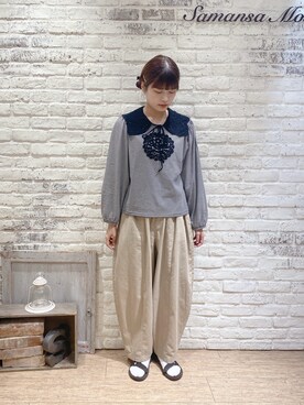 「Samansa Mos2（サマンサ モスモス）のエッグパンツ（その他パンツ）」を使った、マユさん（レディース・162cm）の秋コーディネート
