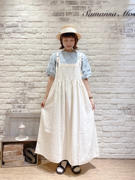 「オフホワイト」｜「アイテム（ワンピース/ドレス）」を使った、マユさん（レディース・162cm）の夏コーディネート