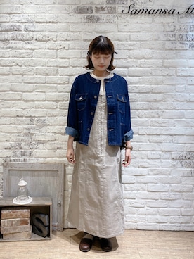 「Samansa Mos2（サマンサ モスモス）のアイテム（デニムジャケット）」を使った、マユさん（レディース・162cm）の夏コーディネート