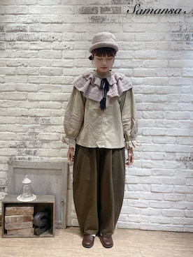 「Samansa Mos2（サマンサ モスモス）のエッグパンツ（その他パンツ）」を使った、マユさん（レディース・162cm）の秋コーディネート