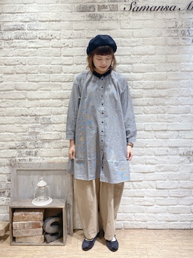 「Samansa Mos2（サマンサ モスモス）のエッグパンツ（その他パンツ）」を使った、マユさん（レディース・162cm）の秋コーディネート