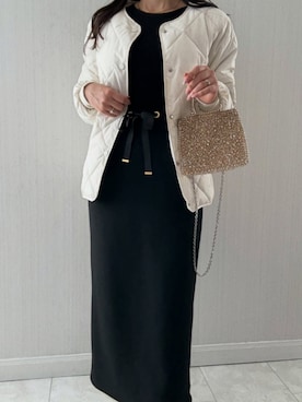 「アイテム（ノーカラージャケット）」を使った、by LEGNAさん（レディース・162cm）の冬コーディネート