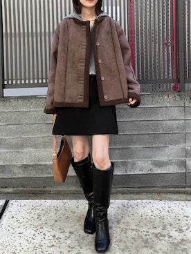 「アイテム（ムートンコート）」を使った、by LEGNAさん（レディース・154cm）の秋コーディネート