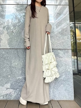 「アイテム（ワンピース/ドレス、ベージュ系）」を使った、by LEGNAさん（レディース・149cm）の秋コーディネート