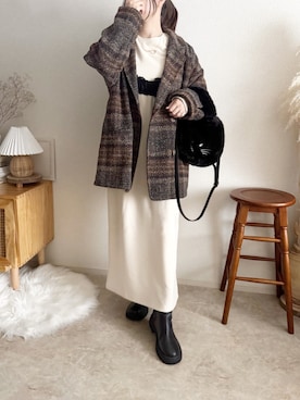 「アイテム（ワンピース/ドレス、ベージュ系）」を使った、by LEGNAさん（レディース・154cm）の秋コーディネート