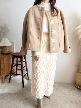 「アイテム（ムートンコート）」を使った、by LEGNAさん（レディース・154cm）の秋コーディネート