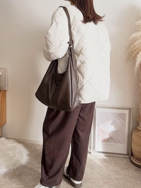 「アイテム（ノーカラージャケット）」を使った、by LEGNAさん（レディース・154cm）の冬コーディネート