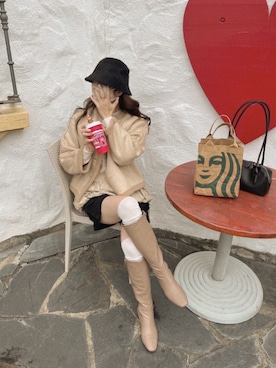 「アイテム（ムートンコート）」を使った、by LEGNAさん（レディース・166cm）の秋コーディネート