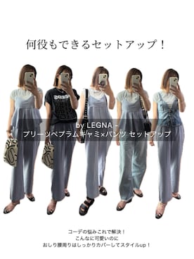 「アイテム（サロペット/オーバーオール）」を使った、by LEGNAさん（レディース・155cm）の夏コーディネート