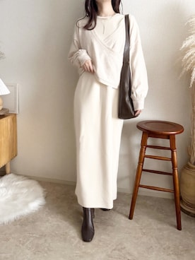 「アイテム（ワンピース/ドレス、ベージュ系）」を使った、by LEGNAさん（レディース・154cm）の秋コーディネート