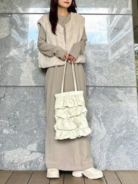 「アイテム（ワンピース/ドレス、ベージュ系）」を使った、by LEGNAさん（レディース・149cm）の秋コーディネート