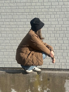 「アイテム（ノーカラージャケット）」を使った、by LEGNAさん（レディース・159cm）の冬コーディネート