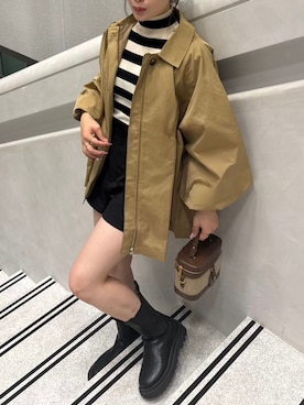 「アイテム（トレンチコート、ブラウン系）」を使った、by LEGNAさん（レディース・153cm）の秋コーディネート