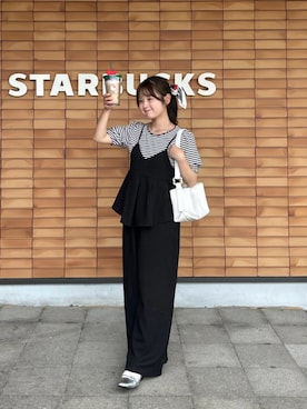 「オールブラック」｜「アイテム（オールインワン・サロペット）」を使った、by LEGNAさん（レディース・155cm）の夏コーディネート