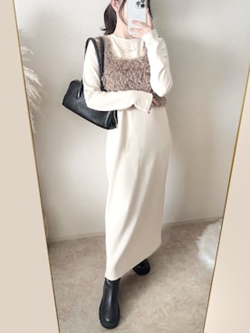 「アイテム（ワンピース/ドレス、ベージュ系）」を使った、by LEGNAさん（レディース・154cm）の秋コーディネート