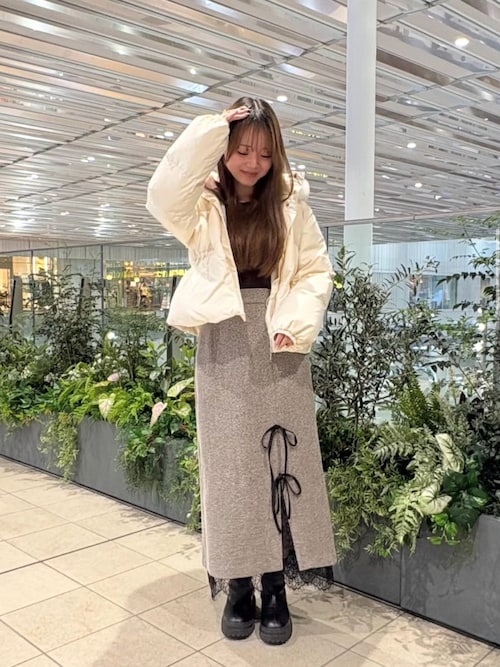 2025秋冬新作 ネップツイードレーストリムスカート