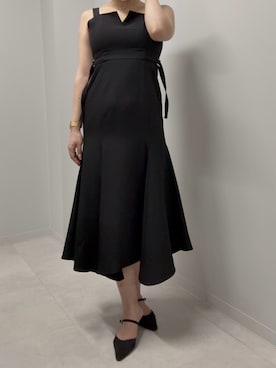 「31 Sons de mode（トランテアン　ソン　ドゥ　モード）の2026春夏新作 サイドベルトマーメイドジャンスカ（ジャンパースカート、ブラック系）」を使った、広島ミナモア店さん（レディース・154cm）の春コーディネート