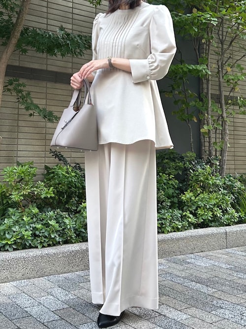 八分袖 レース ペプラムブラウス