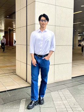白シャツ×デニム」の人気ファッションコーディネート（季節：6月