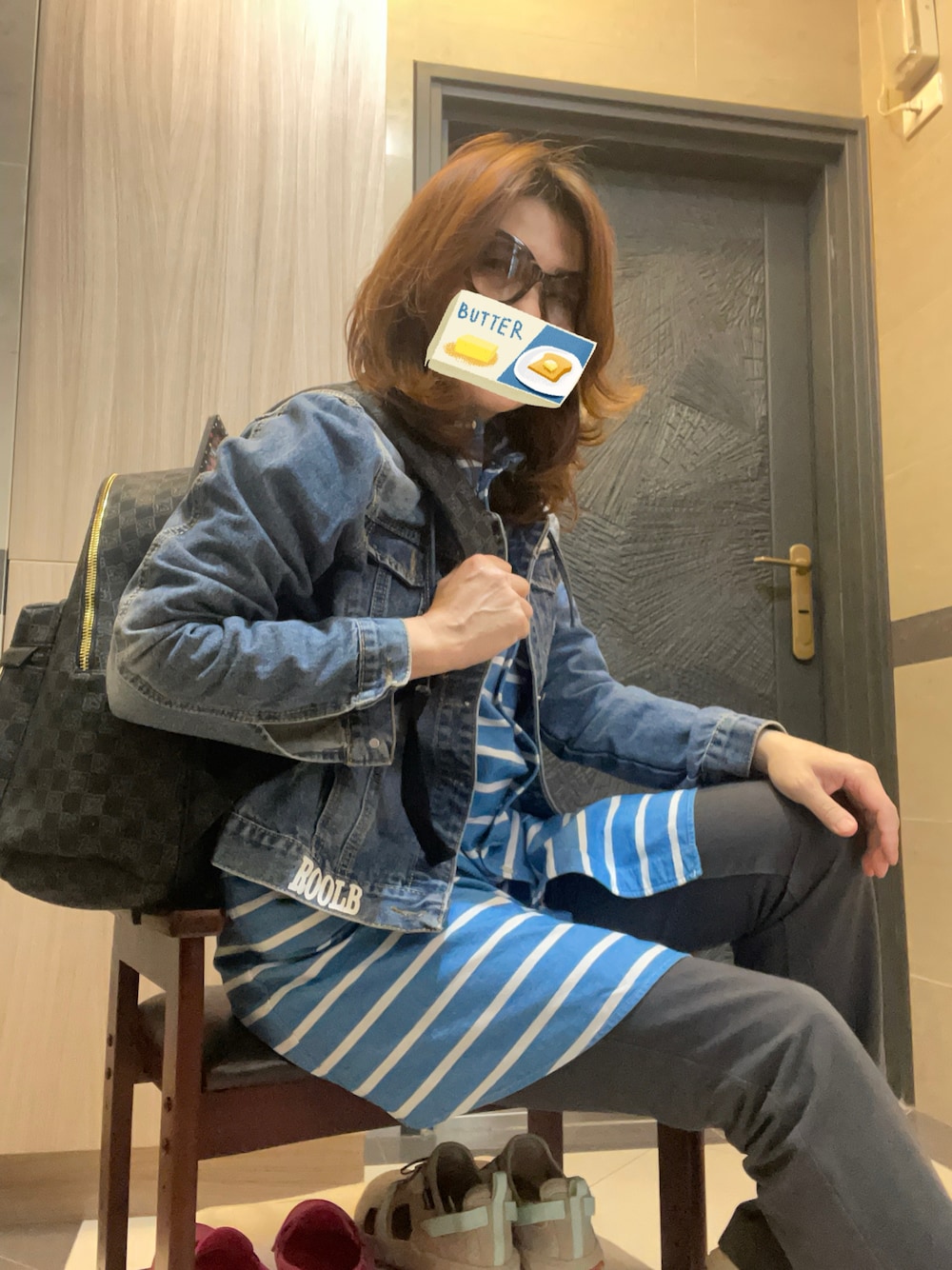 「Jordanのアイテム（バックパック/リュック、ブラック系）」を使った、sflinさん（レディース・162cm）の春コーディネートの1枚目の写真