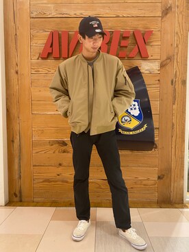 「大学生」｜「アイテム（MA-1）」を使った、Noritoさん（メンズ・188cm）の冬コーディネート