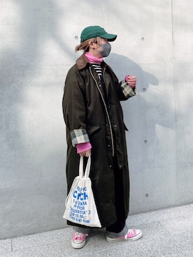 「Firsthand（ファーストハンド）のアイテム（ステンカラーコート）」を使った、yokoさん（レディース・157cm）の冬コーディネート